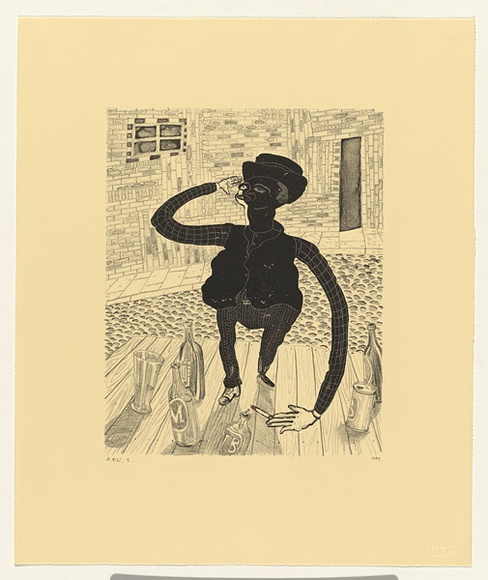 Artist: b'Hay, Bill.' | Title: b'Night burglars' | Date: 1992, April - May | Technique: b'lithograph, printed in black ink, from one stone' Artist: b'Hay, Bill.' | Title: b'Night burglars' | Date: 1992, April - May | Technique: b'lithograph, printed in black ink, from one stone'