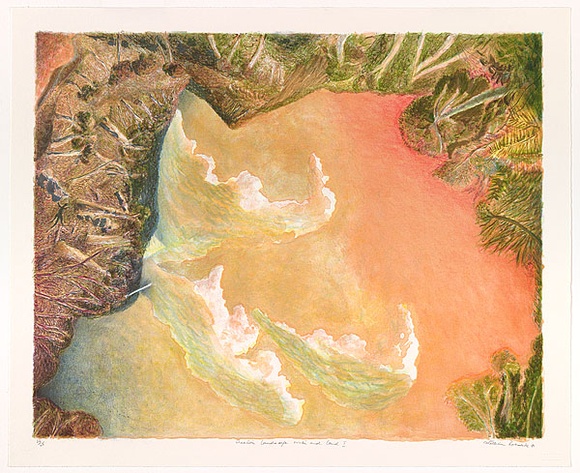 Artist: b'Robinson, William.' | Title: b'Creation landscape - Water and Land I' | Date: 1991 | Technique: b'lithographs, printed in colour, from multiple plates' Artist: b'Robinson, William.' | Title: b'Creation landscape - Water and Land I' | Date: 1991 | Technique: b'lithographs, printed in colour, from multiple plates'