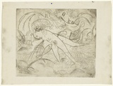 Artist: b'BOYD, Arthur' | Title: b'Fish biting nude.' | Date: (1962-63) | Technique: b'drypoint, printed in black ink, from one plate' | Copyright: b'Reproduced with permission of Bundanon Trust'
