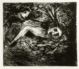 Artist: b'BOYD, Arthur' | Title: b'Broken nude and flying figure.' | Date: (1962-63) | Technique: b'etching and aquatint, printed in black ink, from one plate' | Copyright: b'Reproduced with permission of Bundanon Trust'