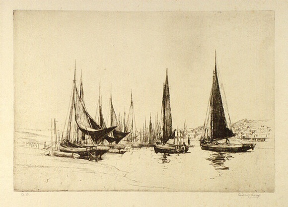 Artist: b'Long, Sydney.' | Title: b'Fishing boats, Kings Lynn' | Date: (1919) | Technique: b'etching' | Copyright: b'Reproduced with the kind permission of the Ophthalmic Research Institute of Australia'