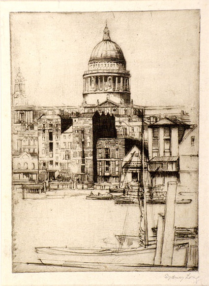 Artist: b'Long, Sydney.' | Title: bSt. Paul's from the river | Date: 1920 | Technique: b'line-etching, printed in dark brown ink, from one plate' | Copyright: b'Reproduced with the kind permission of the Ophthalmic Research Institute of Australia' Artist: b'Long, Sydney.' | Title: bSt. Paul's from the river | Date: 1920 | Technique: b'line-etching, printed in dark brown ink, from one plate' | Copyright: b'Reproduced with the kind permission of the Ophthalmic Research Institute of Australia'