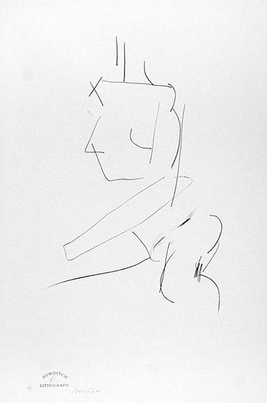 Artist: Powditch, Peter. | Title: not titled [seated feamale nude] | Date: c.1972 | Technique: lithograph, printed in black ink, from one plate