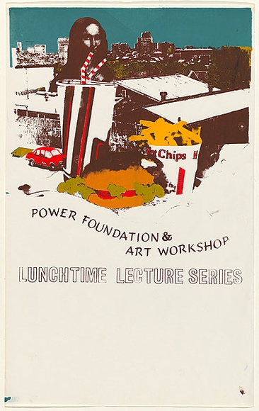 Artist: b'Dauth, Louise.' | Title: b'Power Foundation and Art Workshop: lunchtime lecture series.' | Date: 1980 | Technique: b'screenprint, printed in colour, from multiple screens' | Copyright: b'\xc2\xa9 Louise Dauth' Artist: b'Dauth, Louise.' | Title: b'Power Foundation and Art Workshop: lunchtime lecture series.' | Date: 1980 | Technique: b'screenprint, printed in colour, from multiple screens' | Copyright: b'\xc2\xa9 Louise Dauth'