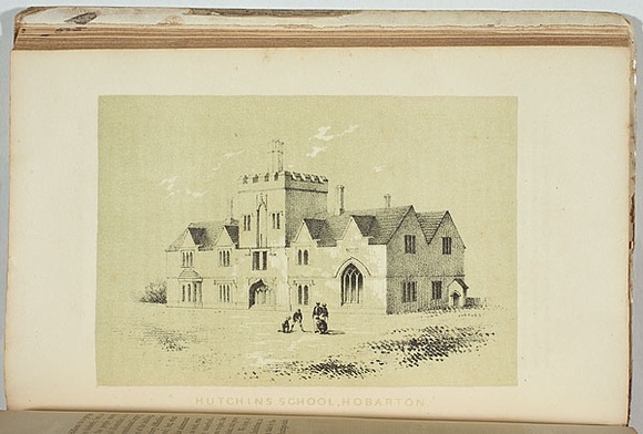 Artist: b'Ham Brothers.' | Title: b'Hutchins School, Hobarton.' | Date: 1851 | Technique: b'lithograph, printed in colour, from multiple stones'