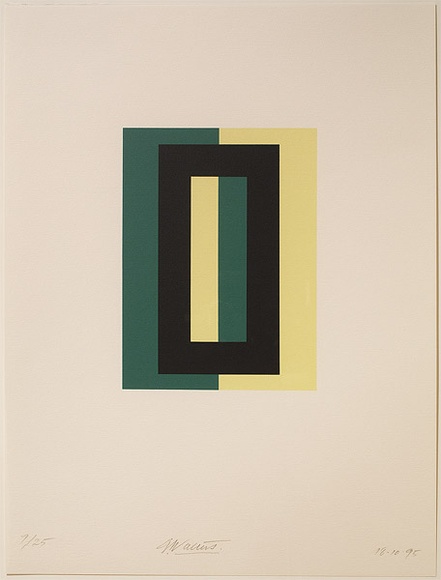 Artist: b'Walters, Gordon.' | Title: b'not titled' | Date: 1995 | Technique: b'screenprint, printed in colour, from two stencils' | Copyright: b'\xc2\xa9 The Estate of Gordon Walters.' Artist: b'Walters, Gordon.' | Title: b'not titled' | Date: 1995 | Technique: b'screenprint, printed in colour, from two stencils' | Copyright: b'\xc2\xa9 The Estate of Gordon Walters.'
