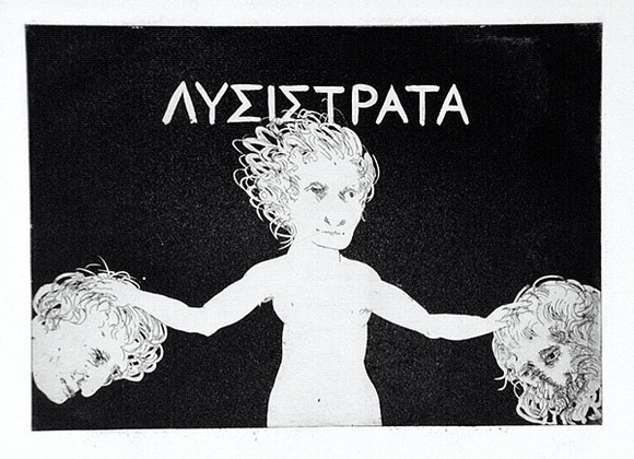 Artist: b'BOYD, Arthur' | Title: b'Lysistrata between the Athenian and Spartan (upper centre portion only).' | Date: (1970) | Technique: b'etching and aquatint, printed in black ink, from one plate' | Copyright: b'Reproduced with permission of Bundanon Trust' Artist: b'BOYD, Arthur' | Title: b'Lysistrata between the Athenian and Spartan (upper centre portion only).' | Date: (1970) | Technique: b'etching and aquatint, printed in black ink, from one plate' | Copyright: b'Reproduced with permission of Bundanon Trust'