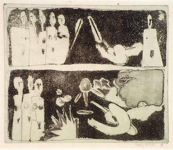 Artist: b'Moore, Mary.' | Title: b'not titled' | Date: 1974 | Technique: b'aquatint printed in black ink, from one plate' | Copyright: b'\xc2\xa9 Mary Moore'