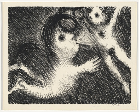 Artist: b'BOYD, Arthur' | Title: b'St Francis blowing Brother Masseo into the air.' | Date: (1965) | Technique: b'lithograph, printed in black ink, from one plate' | Copyright: b'Reproduced with permission of Bundanon Trust' Artist: b'BOYD, Arthur' | Title: b'St Francis blowing Brother Masseo into the air.' | Date: (1965) | Technique: b'lithograph, printed in black ink, from one plate' | Copyright: b'Reproduced with permission of Bundanon Trust'