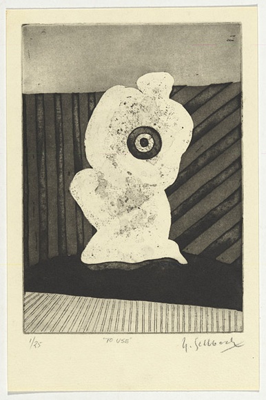 Artist: b'SELLBACH, Udo' | Title: b'To use' | Technique: b'etching and aquatint printed in black ink, from one plate' Artist: b'SELLBACH, Udo' | Title: b'To use' | Technique: b'etching and aquatint printed in black ink, from one plate'