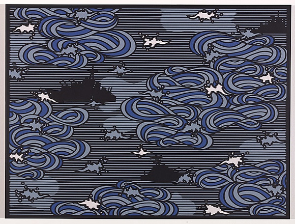Title: b'(schooner on horizon 96.83.19).' | Date: 1930s | Technique: b'linocut, printed in colour, from one block' Title: b'(schooner on horizon 96.83.19).' | Date: 1930s | Technique: b'linocut, printed in colour, from one block'