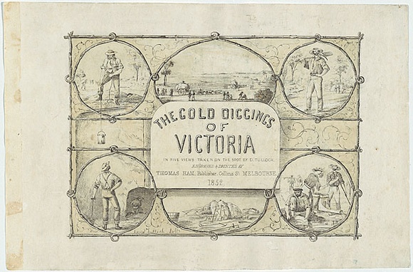 Title: b'The gold diggings of Victoria.' | Date: 1852 | Technique: b'lithograph, printed in colour, from multiple stones'