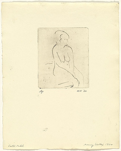Artist: b'WALKER, Murray' | Title: b'Seated model' | Date: 1962 | Technique: b'drypoint, printed in black ink, from one plate'