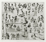 Artist: b'Shearer, Mitzi.' | Title: b'Bulliwutzies 5' | Date: 1982 | Technique: b'etching, foul bite, printed in black ink with plate-tone, from one plate'