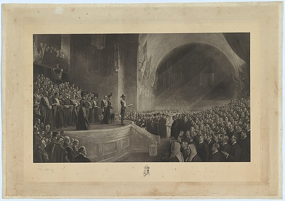 Artist: Roberts, Tom. | Title: Opening of the first Parliament of the Australian Commonwealth, 9th May 1901 - with remarque of Edward VII. | Date: c.1903 | Technique: photogravure