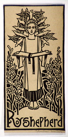 Artist: b'Waller, Christian.' | Title: b'Greeting card: Greetings from Roy Shepherd' | Date: c.1932 | Technique: b'linocut, printed in black ink, from one block' Artist: b'Waller, Christian.' | Title: b'Greeting card: Greetings from Roy Shepherd' | Date: c.1932 | Technique: b'linocut, printed in black ink, from one block'