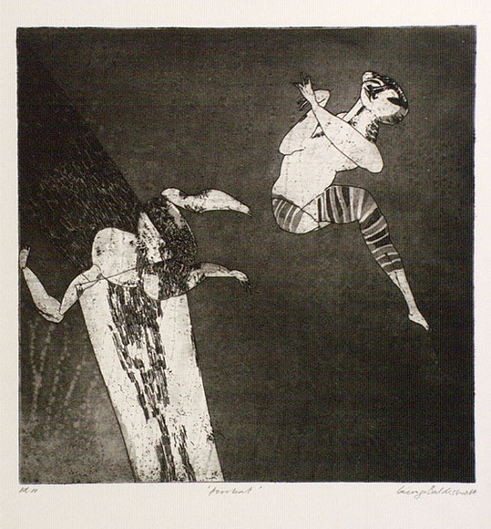 Artist: b'BALDESSIN, George' | Title: b'Acrobat.' | Date: 1964 | Technique: b'etching and aquatint, printed in black ink, from one plate' Artist: b'BALDESSIN, George' | Title: b'Acrobat.' | Date: 1964 | Technique: b'etching and aquatint, printed in black ink, from one plate'