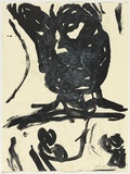 Artist: PARR, Mike | Title: not titled. | Date: 1995 | Technique: etching, printed in white ink, from one plate; lithograph, printed in black ink, from one stone