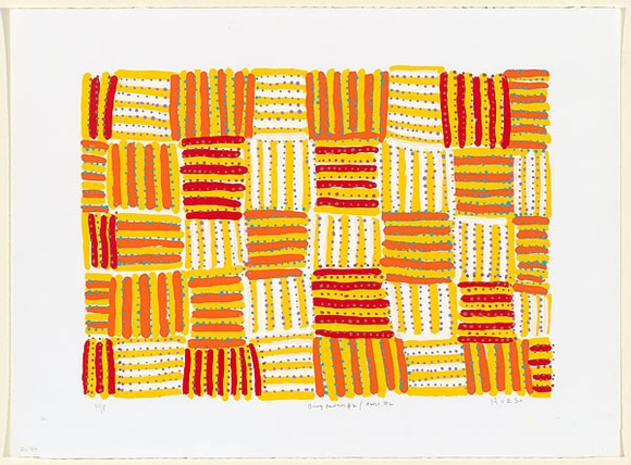 Artist: b'PWERLE, Roese' | Title: b'Body painting #2/Awely #2' | Date: 1998, 24 March | Technique: b'screenprint, printed in colour, from multiple stencils' Artist: b'PWERLE, Roese' | Title: b'Body painting #2/Awely #2' | Date: 1998, 24 March | Technique: b'screenprint, printed in colour, from multiple stencils'