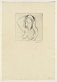 Title: b'not titled [upper half of naked woman with hands behind her head]' | Date: 1962, June | Technique: b'drypoint, printed in black ink, from one plate'