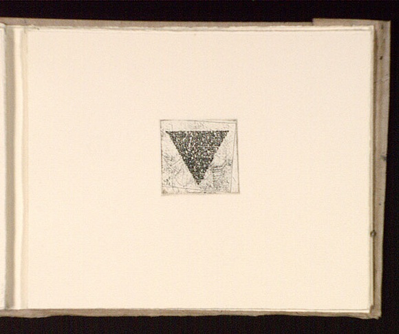 Artist: b'Mann, Gillian.' | Title: b'(triangle containing text).' | Date: 1981 | Technique: b'etching, printed in black ink, from one plate' Artist: b'Mann, Gillian.' | Title: b'(triangle containing text).' | Date: 1981 | Technique: b'etching, printed in black ink, from one plate'