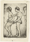 Artist: WILLIAMS, Fred | Title: Chorus girls | Date: 1955-56 | Technique: etching, aquatint and drypoint, printed in black ink, from one zinc plate | Copyright: © Fred Williams Estate