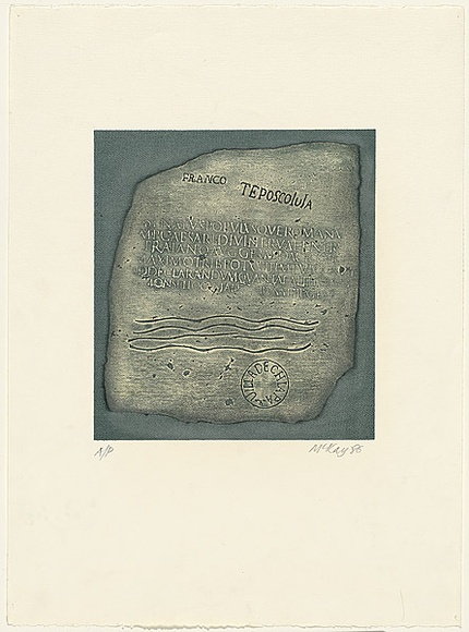 Title: not titled [Franco Teposcolula blue and grey] | Date: 1986 | Technique: screenprint, printed in colour, from two stencils