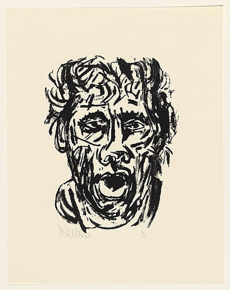 Title: not titled [head with open mouth] | Date: 1968 | Technique: screenprint, printed in black ink, from one stencil