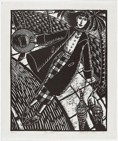 Artist: b'Klein, Deborah.' | Title: b'Grounded' | Date: 1993 | Technique: b'linocut, printed in black ink, from one block.' Artist: b'Klein, Deborah.' | Title: b'Grounded' | Date: 1993 | Technique: b'linocut, printed in black ink, from one block.'