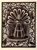 Artist: RICHARDSON, Berris | Title: La Senora de Papel | Date: 1982 | Technique: linocut, printed in brown/purple ink, from one block