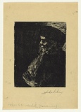 Artist: Groblicka, Lidia. | Title: Model [in profile facing right, 2] | Date: 1952-53 | Technique: monotype