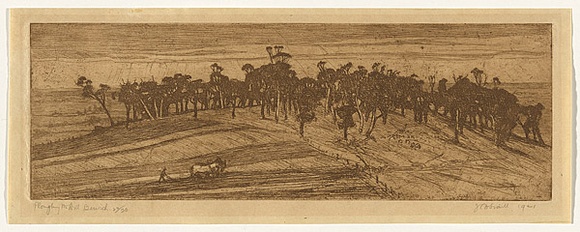 Artist: b'Traill, Jessie.' | Title: b'Ploughing the hill, Berwick.' | Date: 1921 | Technique: b'etching, printed in brown ink, from one plate'