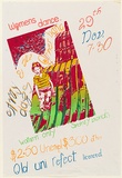 Artist: UNKNOWN (UNIVERSITY OF QUEENSLAND STUDENT WORKSHOP) | Title: Womens dance. Stray dags & other bands. Qld Uni Refect. | Date: c.1980 | Technique: screenprint, printed in colour, from six stencils