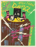 Title: Xmas Festival Dance - at the Settlement. Mental as Anything and Jack of Hearts. | Date: 1977 | Technique: screenprint, printed in colour, from six stencils