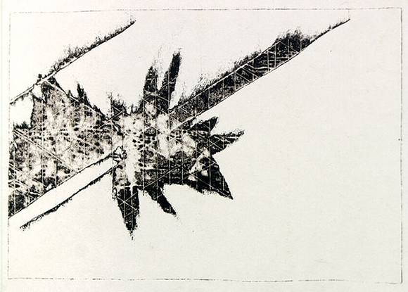 Artist: b'Roberts, Neil.' | Title: b'Eruptions 11' | Date: 1991 | Technique: b'pigment-transfer, printed in brown ink, from one bitumen paper plate' Artist: b'Roberts, Neil.' | Title: b'Eruptions 11' | Date: 1991 | Technique: b'pigment-transfer, printed in brown ink, from one bitumen paper plate'
