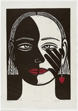 Artist: Klein, Deborah. | Title: The lovers | Date: 1997 | Technique: linocut, printed in black ink, from one block; hand-coloured chine collé additions