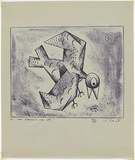 Artist: b'Cant, James.' | Title: b'The struggle for life.' | Date: 1948 | Technique: b'cliche-verre, printed in blue pigment, from one hand-drawn glass plate'