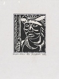 Artist: Sakale John, Laben. | Title: Hagen meri [Hagen woman] | Date: 2002 | Technique: linocut, printed in black ink, from one block