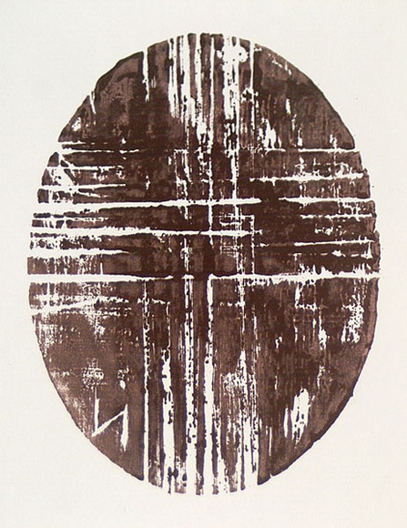 Artist: b'Nixon, John.' | Title: b'not titled' | Date: 1985 | Technique: b'woodcut, printed in red-brown ink, from one block' Artist: b'Nixon, John.' | Title: b'not titled' | Date: 1985 | Technique: b'woodcut, printed in red-brown ink, from one block'