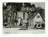 Artist: FULLWOOD, A.H. | Title: Bowling Green, Ludlow. | Date: 1925 | Technique: etching, printed in blue/black ink, from one plate