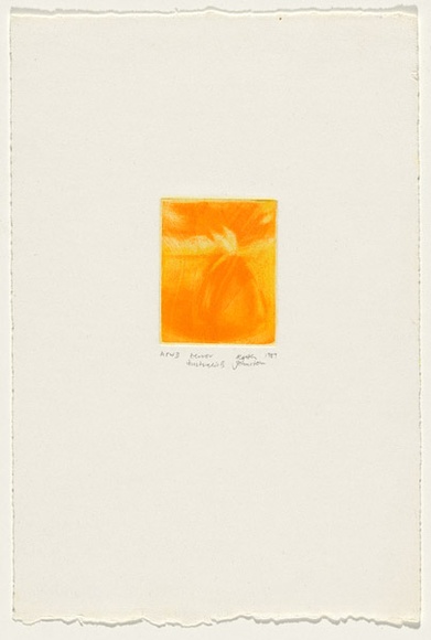 Artist: b'Johnstone, Ruth.' | Title: b'Terror Australis II' | Date: 1989 | Technique: b'etching, printed in yellow ink, from one plate' Artist: b'Johnstone, Ruth.' | Title: b'Terror Australis II' | Date: 1989 | Technique: b'etching, printed in yellow ink, from one plate'