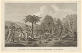 Artist: Copia, Jacques-Louis. | Title: Sauvages du Cap de Diemen préparant leur repas. | Date: 1817 | Technique: engraving, printed in black ink, from one copper plate