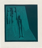 Artist: WALKER, Murray | Title: Mishka Buhler. | Date: 1969 | Technique: linocut, printed in colour, from multiple blocks