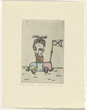 Artist: Komives, Angela. | Title: Driver | Date: 1996, August | Technique: drypoint, printed in black ink from one plate; hand coloured