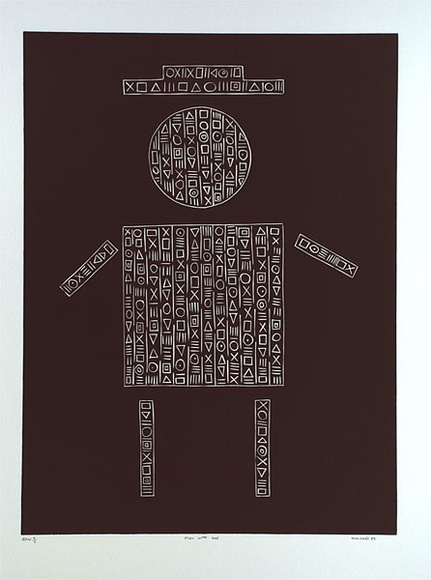 Artist: b'Marshall, John.' | Title: b'Man with hat' | Date: 1999, September | Technique: b'linocut, printed in black ink, from one block' Artist: b'Marshall, John.' | Title: b'Man with hat' | Date: 1999, September | Technique: b'linocut, printed in black ink, from one block'