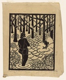 Artist: Blackburn, Vera. | Title: Fishing in Tasmania. | Date: 1935 | Technique: linocut, printed in black ink, from one block | Copyright: © Vera Blackburn