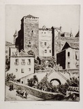 Artist: b'LINDSAY, Lionel' | Title: b'The monastery, Guadalupe' | Date: 1927 | Technique: b'drypoint printed in brown ink with plate-tone, from one plate' | Copyright: b'Courtesy of the National Library of Australia'