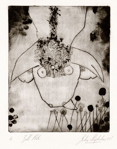 Artist: b'Shepherdson, Gordon.' | Title: b'The second plate (The bull plate). 4' | Date: 1977 | Technique: b'drypoint, printed as monotype, from one plate' Artist: b'Shepherdson, Gordon.' | Title: b'The second plate (The bull plate). 4' | Date: 1977 | Technique: b'drypoint, printed as monotype, from one plate'