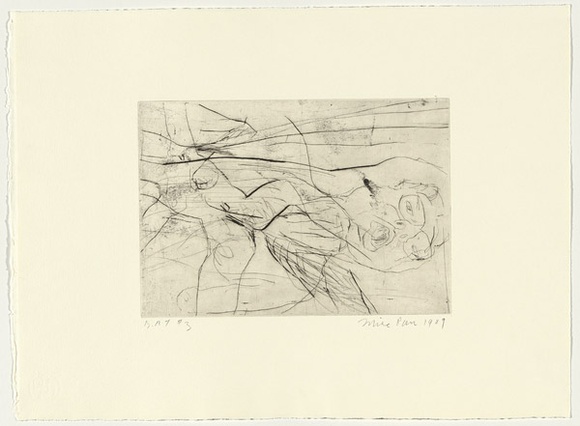 Artist: PARR, Mike | Title: Gun into vanishing point 3 | Date: 1988-89 | Technique: drypoint and foul biting, printed in black ink, from one copper plate