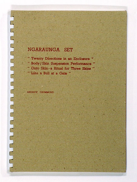 Artist: b'Drummond, Andrew.' | Title: b'Ngaraunga set. Documentation of performances, Twenty directions in an enclosure, Body/skin suspension performance, Onto skin.' | Date: 1978 | Copyright: b'\xc2\xa9 Andrew Drummond' Artist: b'Drummond, Andrew.' | Title: b'Ngaraunga set. Documentation of performances, Twenty directions in an enclosure, Body/skin suspension performance, Onto skin.' | Date: 1978 | Copyright: b'\xc2\xa9 Andrew Drummond'